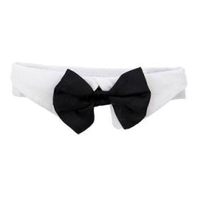 White Collar with Black Satin Bow Tie (Option: 2X-Large)
