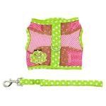Cool Mesh Dog Harness Under the Sea Collection - Frog Green Dot and Pink (Option: Large)