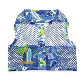 Cool Mesh Dog Harness with Leash - Surfboard Blue and Green - Ocean Blue and Palms (Option: X-Small)