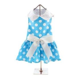 Blue Polka Dot Dog Dress with Matching Leash (Option: X-Large)