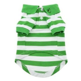 Striped Dog Polo - Greenery and White (Option: 3X-Large)