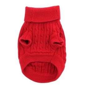 Combed Cotton Cable Knit Dog Sweater - Fiery Red (Option: 3X-Large)