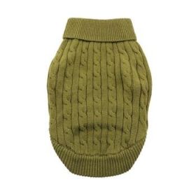 Combed Cotton Cable Knit Dog Sweater - Herb Green (Option: 3X-Large)