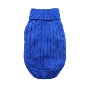Combed Cotton Cable Knit Dog Sweater - Riverside Blue (Option: Small)
