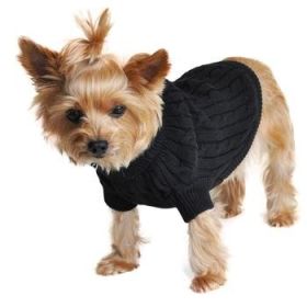 Combed Cotton Cable Knit Dog Sweater - Jet Black (Option: X-Small)