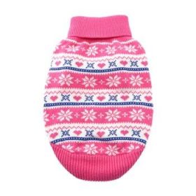 Combed Cotton Snowflake and Hearts Dog Sweater - Pink (Option: Small)