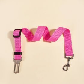 Adjustable Pet Safety Belt Leash; Dog Car Seat Belt For Dogs & Cats Outdoor Travelling (Color: PINK, size: 72.0)