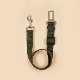 Adjustable Pet Safety Belt Leash; Dog Car Seat Belt For Dogs & Cats Outdoor Travelling (Color: Army Green, size: 72.0)