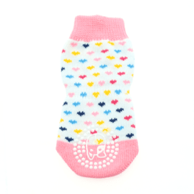Non-Skid Dog Socks - Pink and White Hearts (Option: Large)