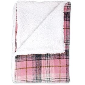 Sherpa-Lined Dog Blanket - Pink & White Plaid (Option: 30" x 20")