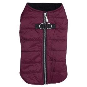 Zip-up Dog Puffer Vest - Burgundy (Option: Medium)