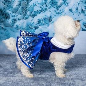 Holiday Dog Harness Dress - Snowflakes (Option: Medium)